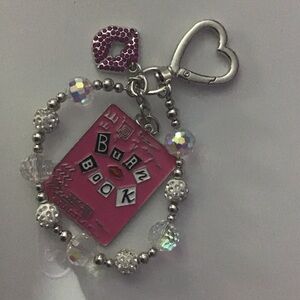 Pink Burn Book Keychain with Heart Charm